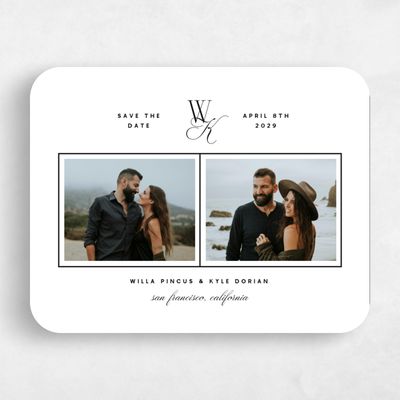 White Rounded Wedding Save the Date - Lux Multiphoto