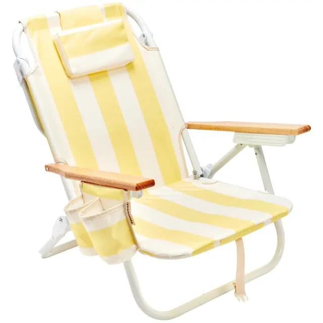 Sunnylife: Deluxe Beach Chair - La Mer Limon Stripe - Yellow Fabric Lounger Seat