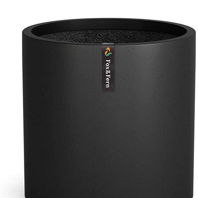 10" Pot for Plants - Perfectly Fits Plant Stand - Drainage Plug - Stone Black