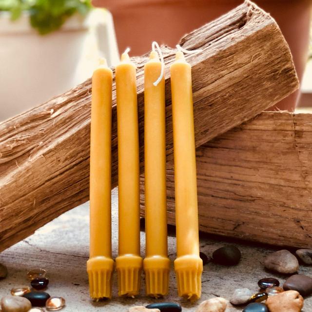 100% Pure Beeswax Taper Candles. Set of 2 pure organic beeswax candles, 10" elegant taper candles. White beeswax or Natural beeswax tapers