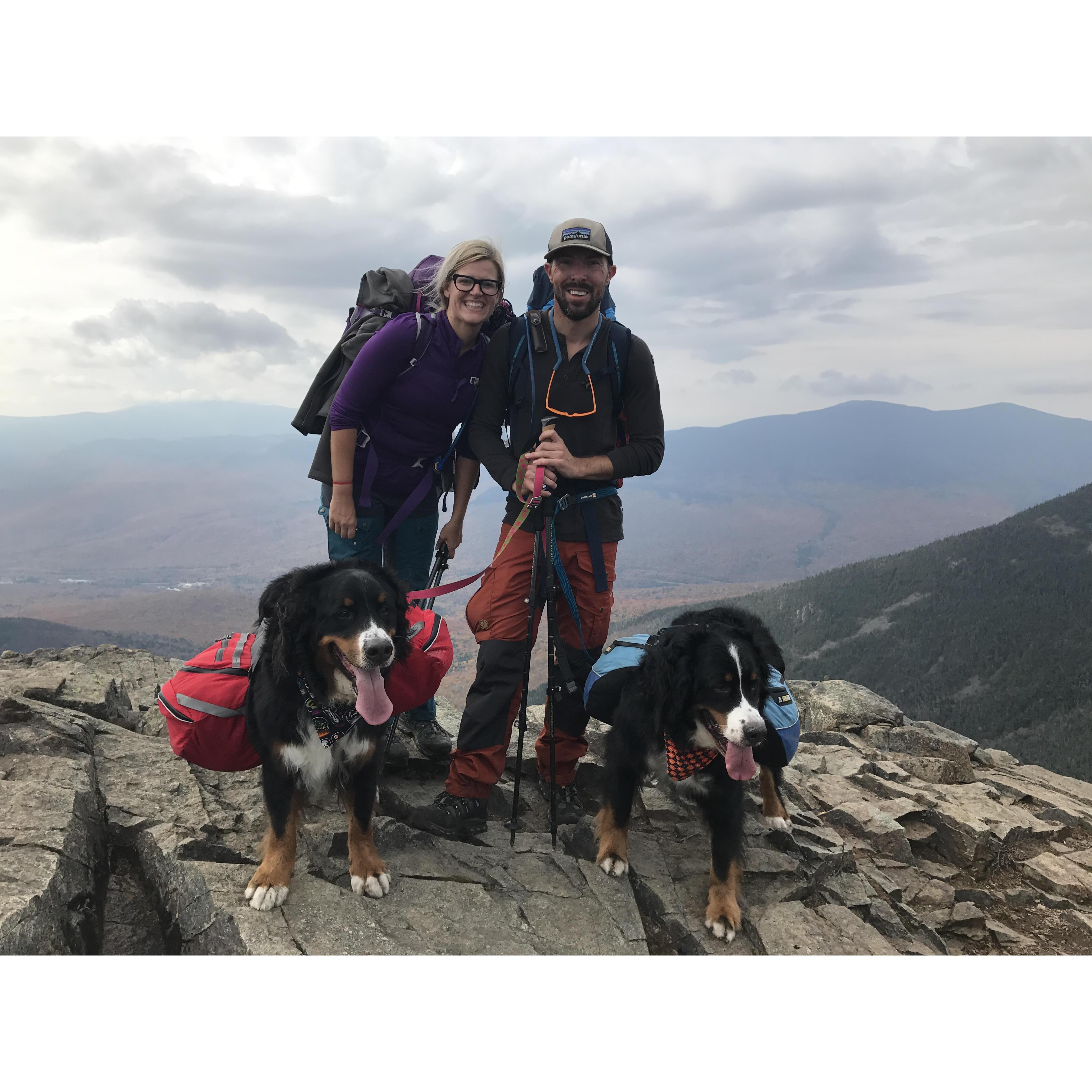After reaching the summit of Mt. Flume in the White Mountains.