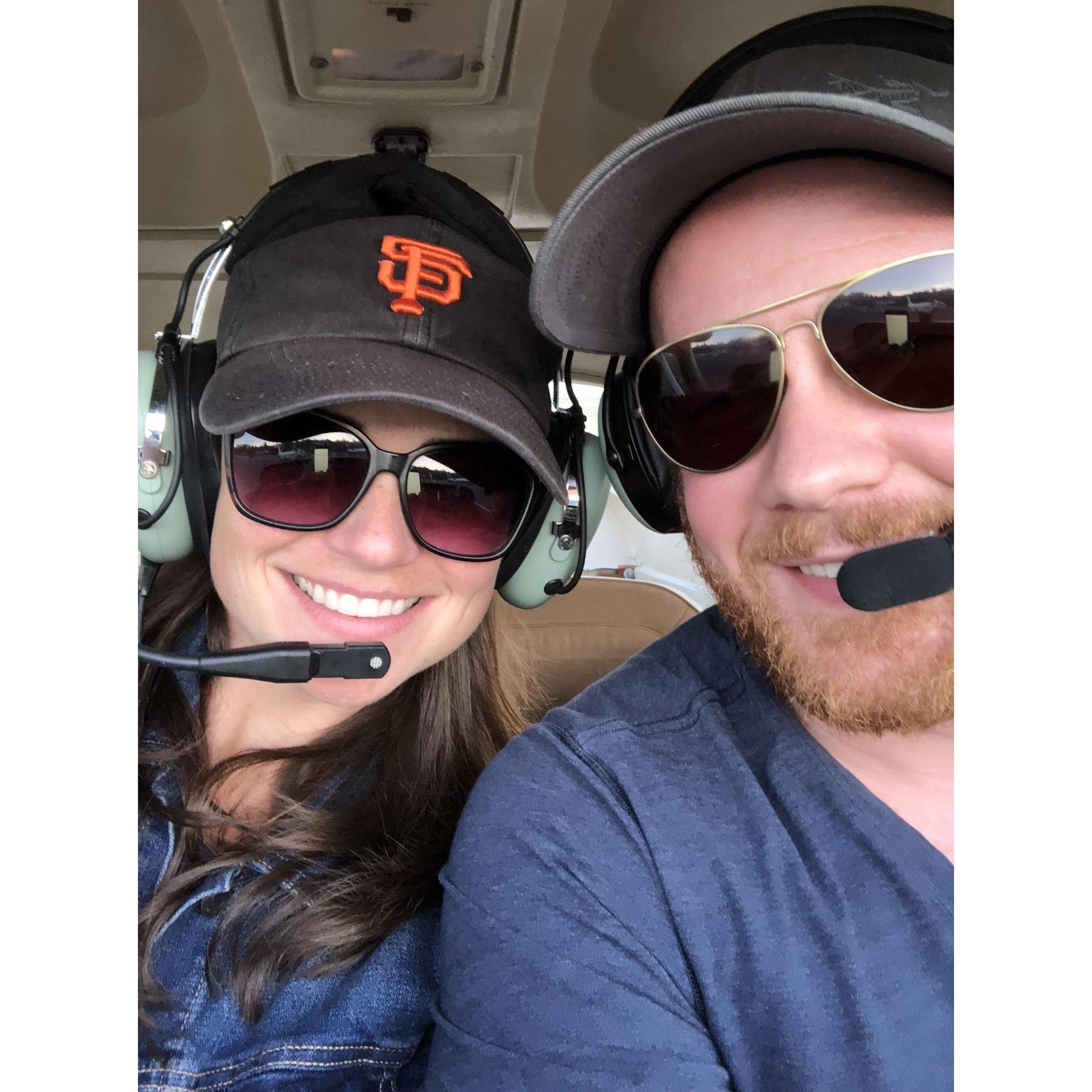 Lisa was my first passenger after I got my pilot's license. This was snapped before we taxied for take-off.