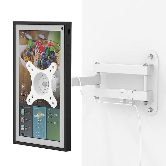 Laivli Wall Mount for Echo Show 15, with 15 Inch Extension Arm, Full Motion Adjustable - Rotate, Swivel, Tilt and Fold, Metal Echo Show 15" Wall Mounting Bracket, White