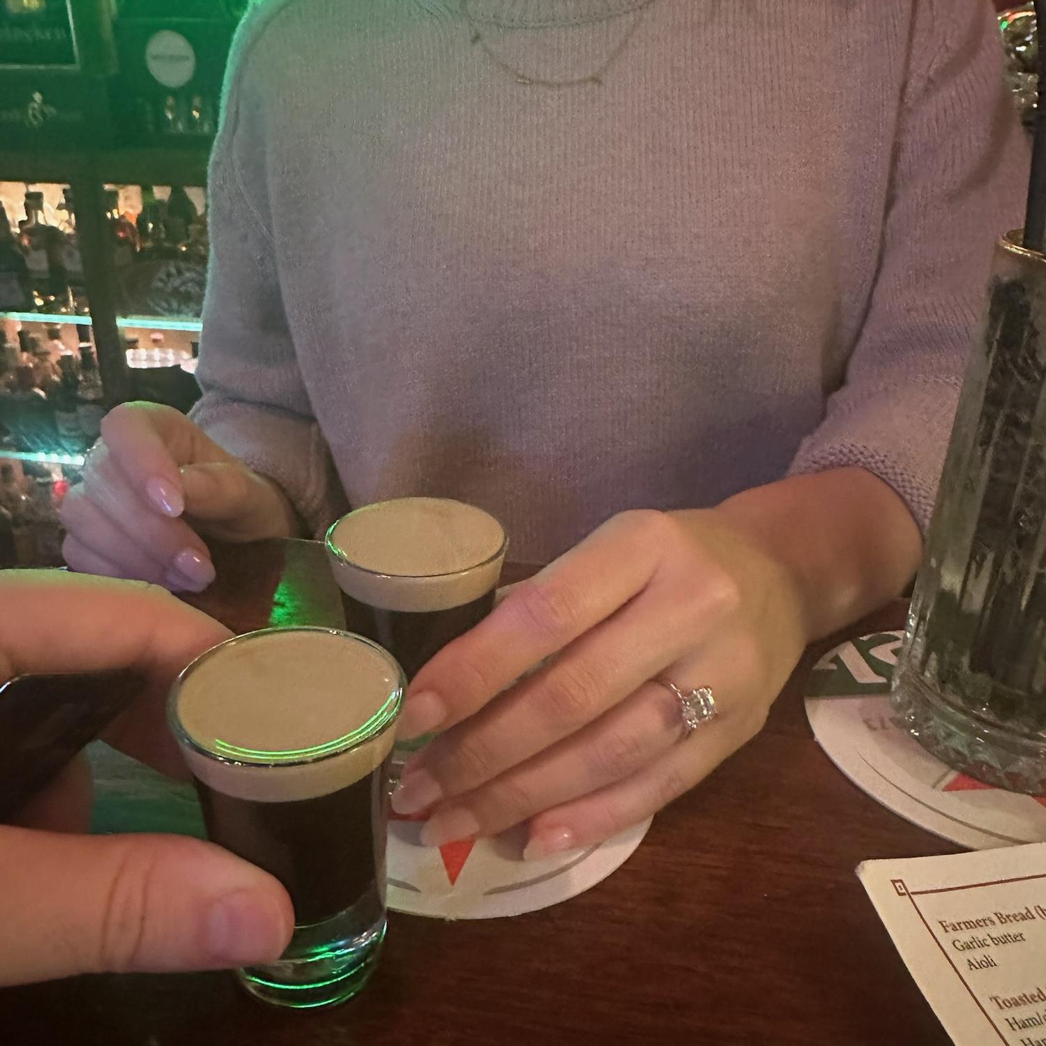 Celebratory shots at our favorite Sinatra bar.