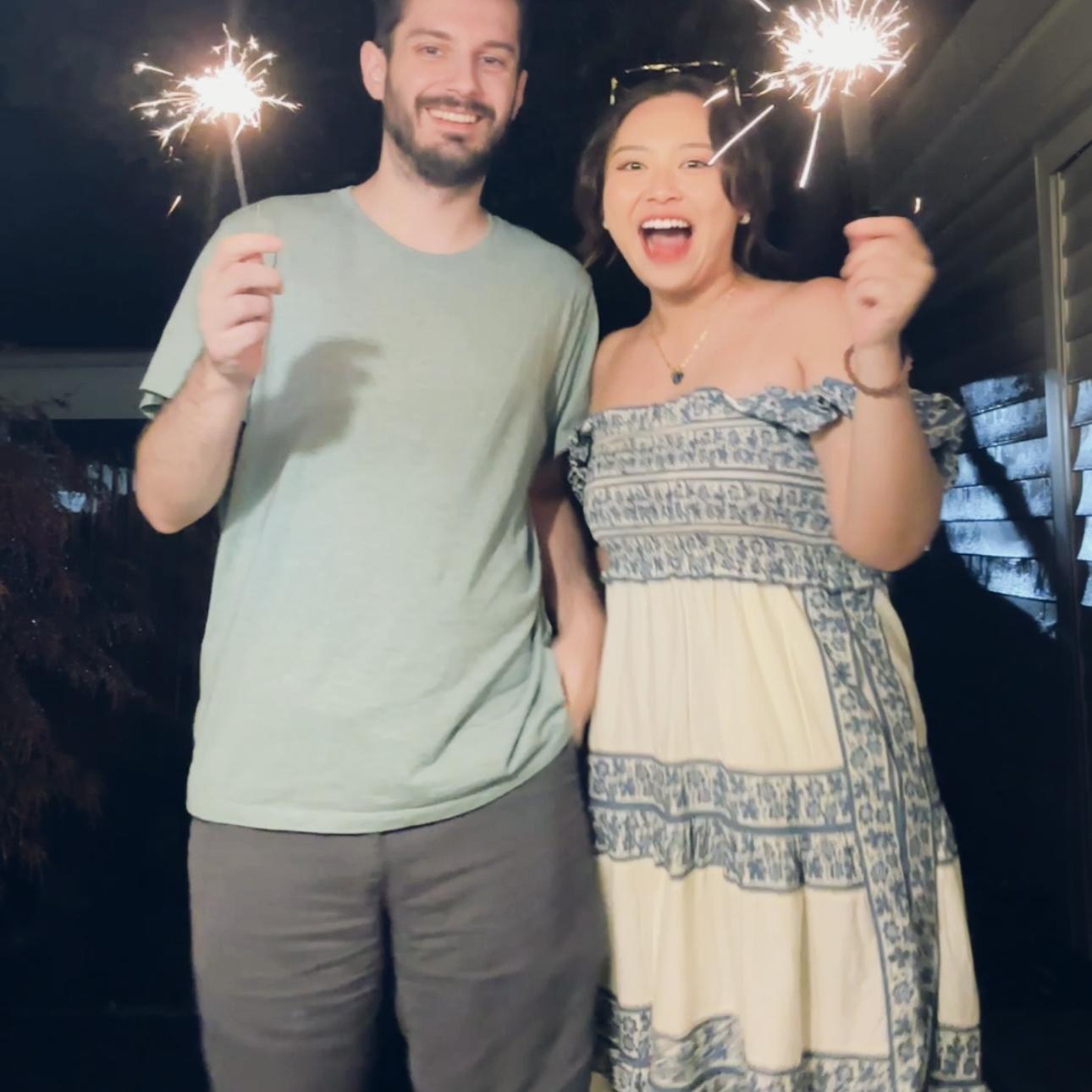 After a long but fun day, Peter and Lucy went back to their apartment. Peter asked Lucy if she wanted to continue the fun and play Sparklers. As soon as they set up, it started pouring outside…