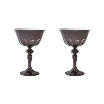 Rialto Glass Coupe Set/2, Warm Gray