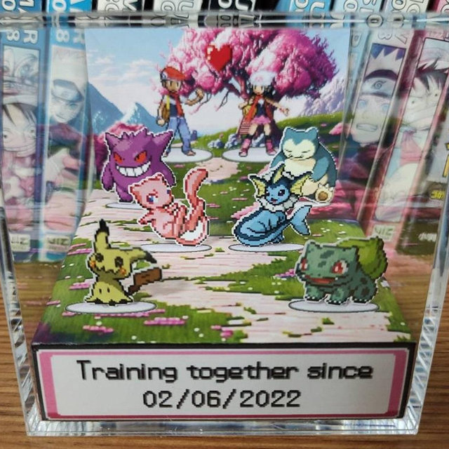 CUSTOMIZABLE Pokemon Cherry Blossom Anniversary /Valentine's Box, Pokemon Couple's Anniversary, Pokemon 3D Anniversary Diorama, Couples Gift