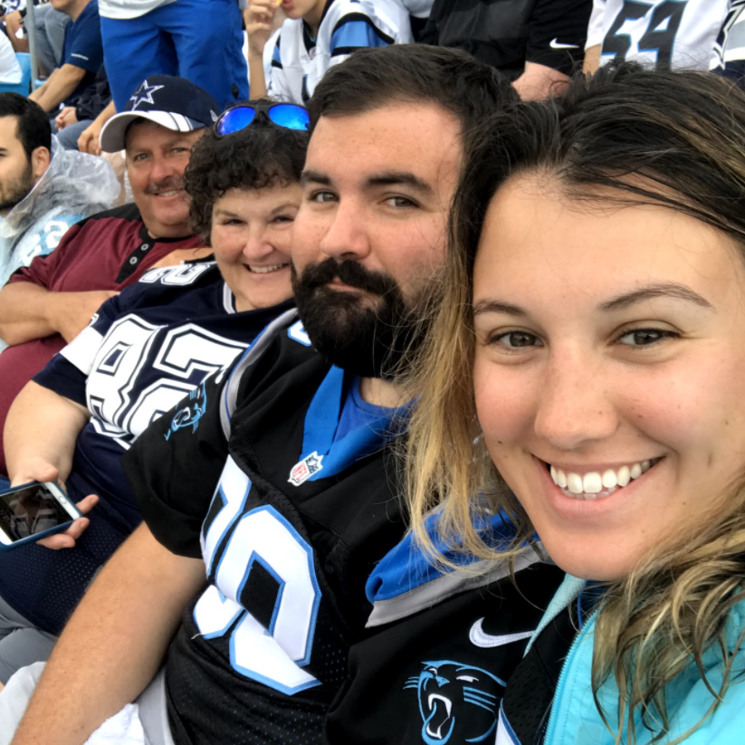Supporting the Carolina Panthers (a couple were supporting the Cowboys) with family!