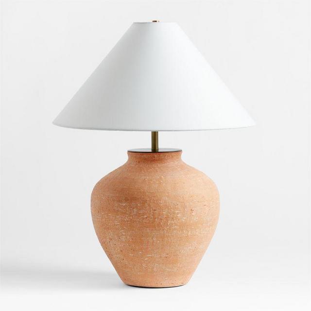 Corfu Terracotta Table Lamp with Tapered Shade