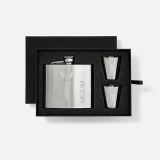 Groom Flask and Shot Glass Gift Set