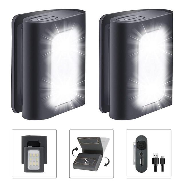 Clip on Running Lights, 2Pack Rechargeable Night Light with Strong Magnet Reflective, LED Running Lights 3 Modes Brightness with Red Strobe for Runners Joggers Camping Hiking Walking Outdoor Adventure
