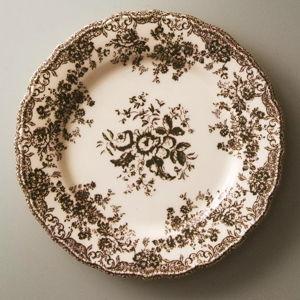 FLORAL EARTHENWARE DINNER PLATE STONE