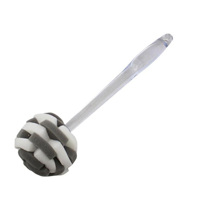Soft Touch Kitchen Glassware Multi-Purpose Sponge Puff Dish Brush 11.5" with Clear and Comfortable Ergonomic Handle