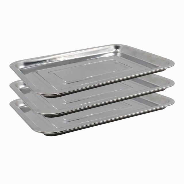 Tattoo Stainless Steel Tray - Yuelong 13.5'' X 10'' 3 Pack Stainless Steel Tattoo Tray Dental Medical Tray Piercing Instrument Tray Flat for Tattoo Supplies,Tattoo Kits