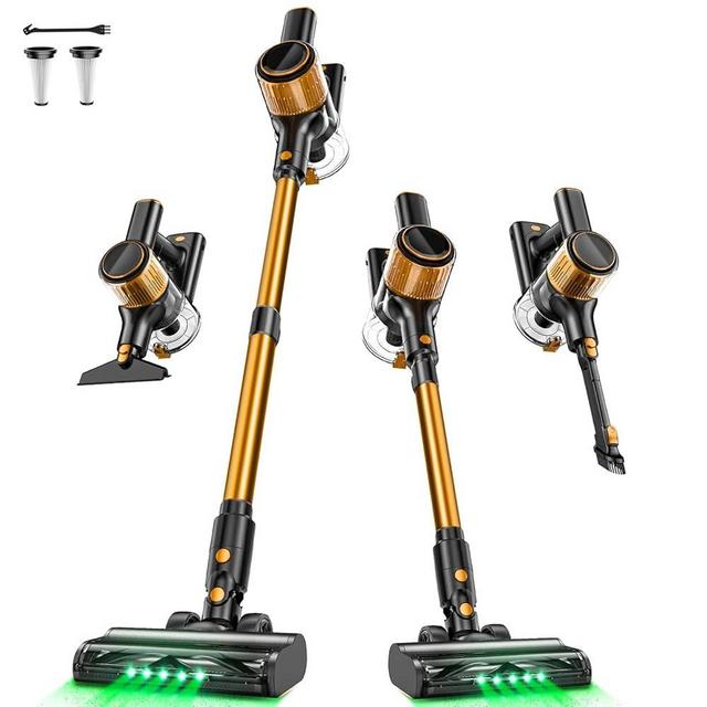 Cordless Vacuum Cleaner, 350W/30Kpa 8 in 1 Powerful Stick Vacuum, with Anti-Tangle Brush and Upgraded Green Light, 40mins Runtime Rechargeable Lightweight Vacuums for Hardwood Floor,Pet Hair