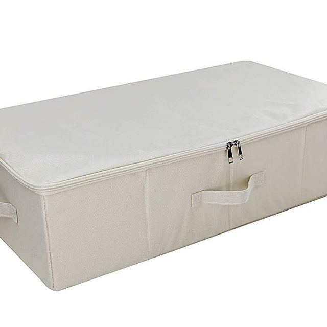 iwill CREATE PRO Underbed Storage Cube with Lid, Underbed Shoe Organizer Basket, Garment Storage Boxes, Beige