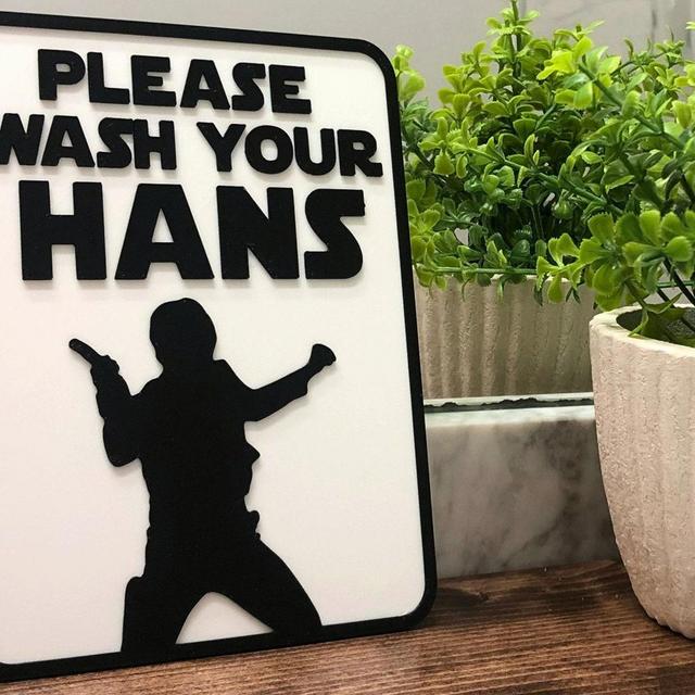 Wash Your Hans Star Wars Bathroom Sign | Funny Star Wars Decor | Funny gift for him | Dad joke gift