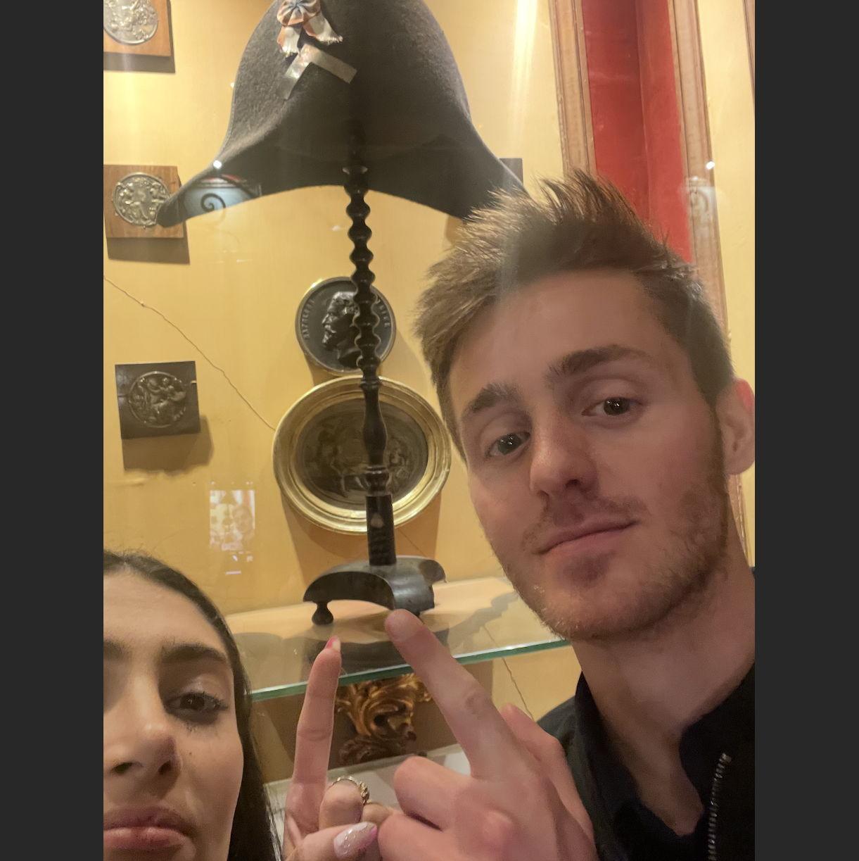 Best day of Logan's life, going to the restaurant in Paris where Napoleon got drunk and left his hat.