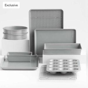 Crate & Barrel Slate Silver 10-Piece Non-Stick Bakeware Set + Reviews | Crate & Barrel