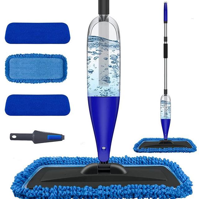 Spray Mop for Floor Cleaning with 3pcs Washable Pads - CLDREAM 800 ml Refillable Microfiber Dust Mop,Wet/Dry Flat Mop for Kitchen Wood Floor Hardwood Laminate Ceramic Tiles Cleaning