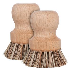 REDECKER Natural Fiber Bristle Pot Brush, Set of 2, Durable Untreated Beechwood Handle, Heat-Resistant Union Fiber Head, Made in Germany