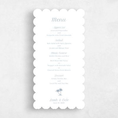Blue Scalloped Wedding Menu - Mauritius