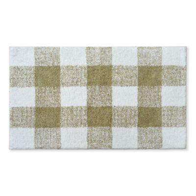 Bee & Willow™ Home Plaid 21" X 34" Bath Rug in White/Sand