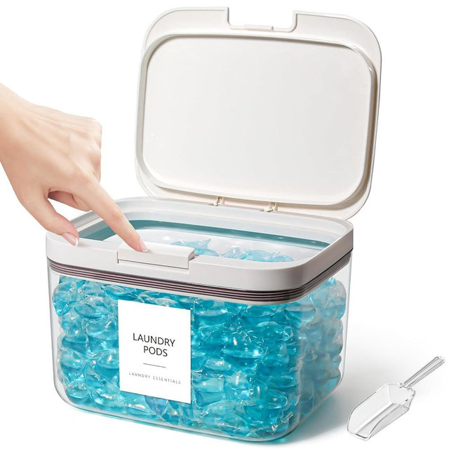 ALPIRIRAL 94oz / 5.8lb Laundry Pods Container For Laundry Room Organization/Decor, Laundry Powder Container For Laundry Organization, Laundry Pod Holder For Laundry Beads, Laundry Powder, Storage