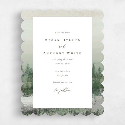 Green Scalloped Wedding Save the Date - Rockford Portrait