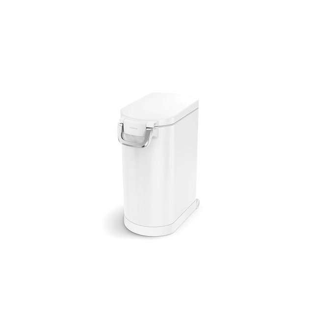 simplehuman 30 Liter, 32 lb / 14.5 kg Large Pet Food Storage Container for Dog Food, Cat Food, and Bird Feed, White