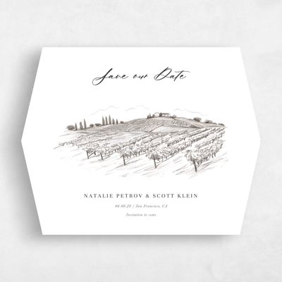 White Diamond Wedding Save the Date - Fico Landscape
