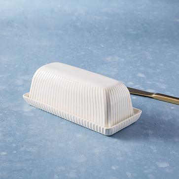 Textured Stoneware Butter Dish
