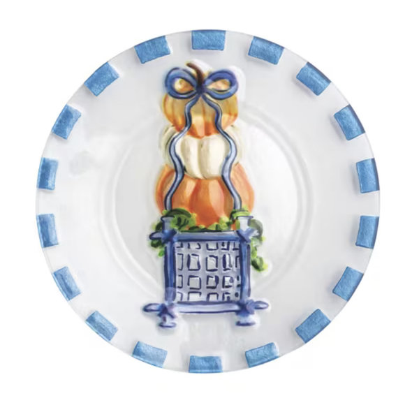 Pumpkin Topiary Glass Plate