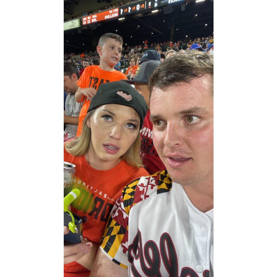 It was too hot at the game that day, and we both agreed that sweating was inevitable.