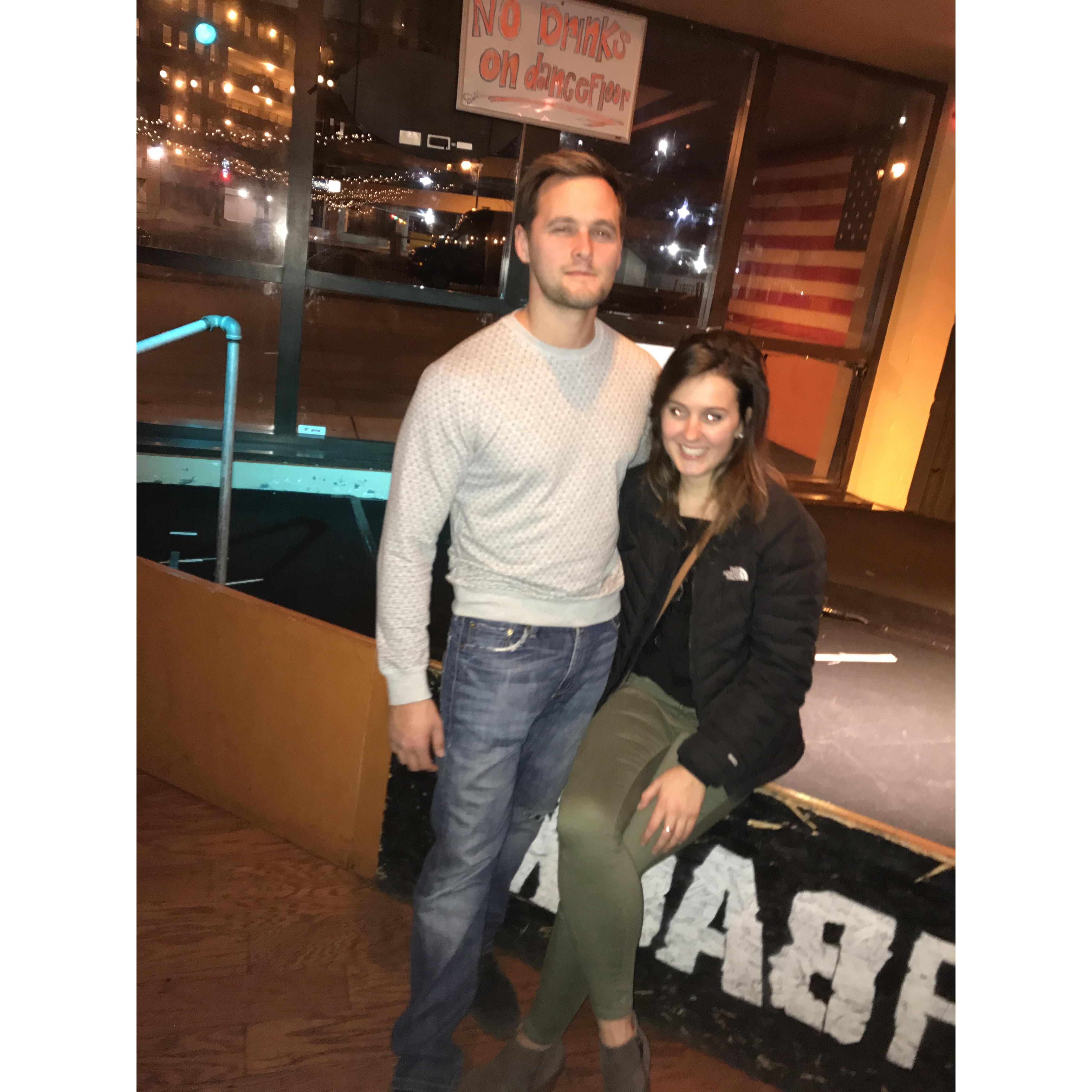 Our first picture together at Steve's favorite bar, The back forty