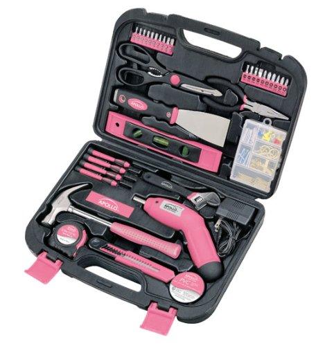 Apollo Tools DT0773N1 Household Tool Kit, Pink, 135-Piece, Donation Made to Breast Cancer Research