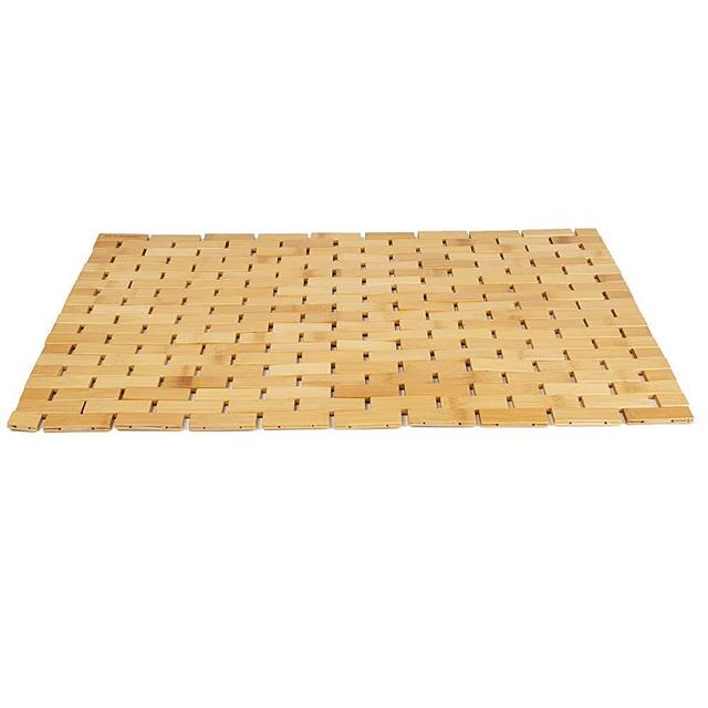 Mind Reader BAMAT-BRN Luxury Roll Up Shower Bath Mat, Anti-Slip Mat, Environment Friendly Bamboo, Brown