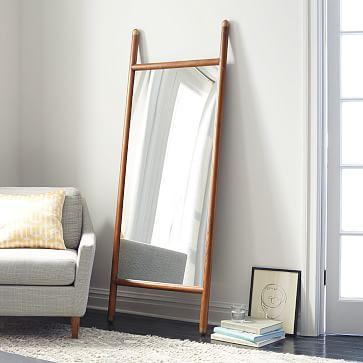 Mid-Century Pecan Dowel Mirror - 26"W x 72"H