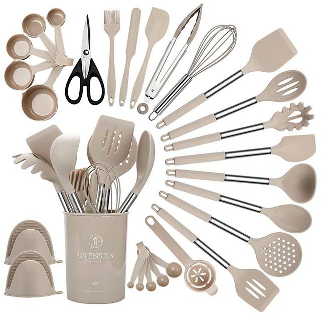 4pc Stainless Steel/Nylon Kitchen Utensil Set Champagne - Figmint