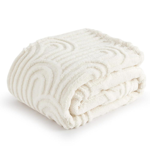 Bedsure Throw Blanket for Couch - Super Soft Cozy Blankets for Women, Cute Small Blanket for Girls, Coconut Milk, 50x60 Inches