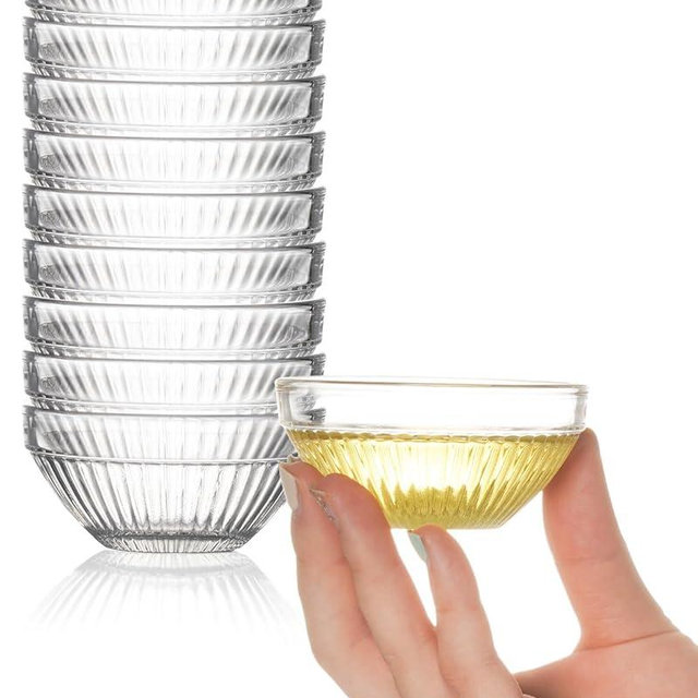 beroca Glass Pinch Bowls, 3in Small Prep Bowl, 2.5oz Mini Glass Bowls, Ingredient Bowls for Spices Sauce, Stackable Dipping Bowl