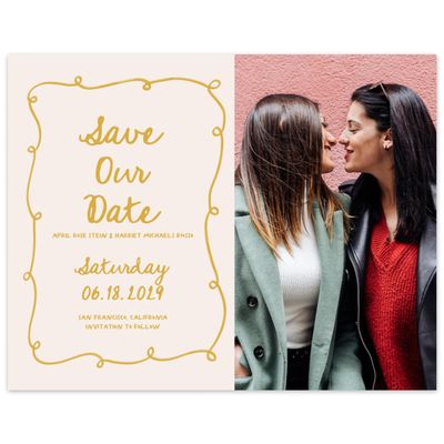 Mustard, Beige Wedding Digital Save the Date - Fairuza Landscape