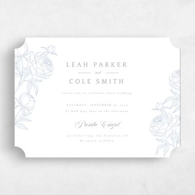 White Ticket Wedding Invitation - Peonia Landscape