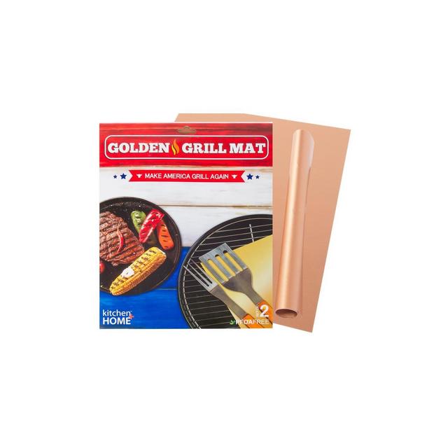 Kitchen + Home Golden Grill Mats - Non-Stick Reusable Grilling Liners - Set of 2