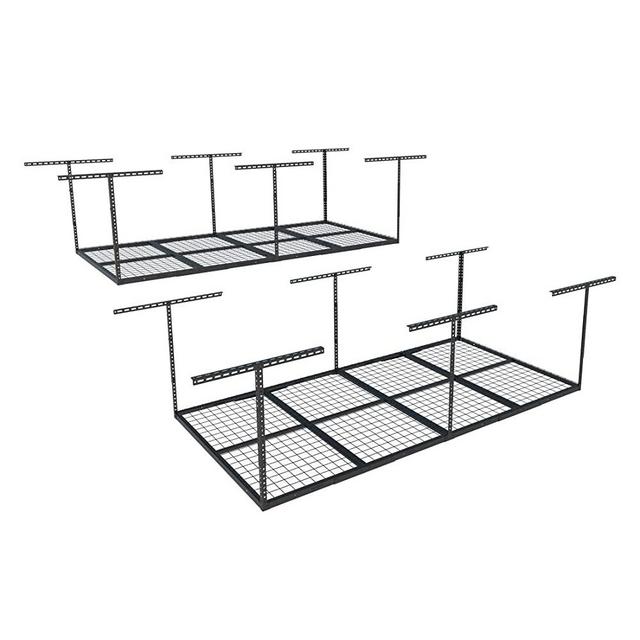 FLEXIMOUNTS 2-Pieces Overhead Garage Storage Rack Set Adjustable Ceiling Storage Racks, 96" Length x 48" Width x 40" Height, 2 pcs, Black