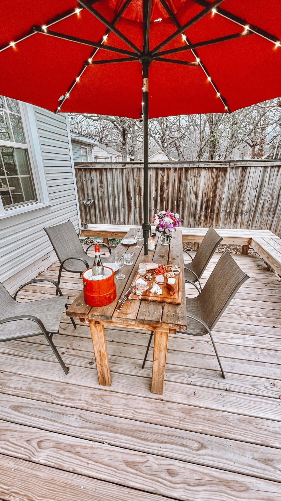 The proposal was set up just like our first date on our back deck!