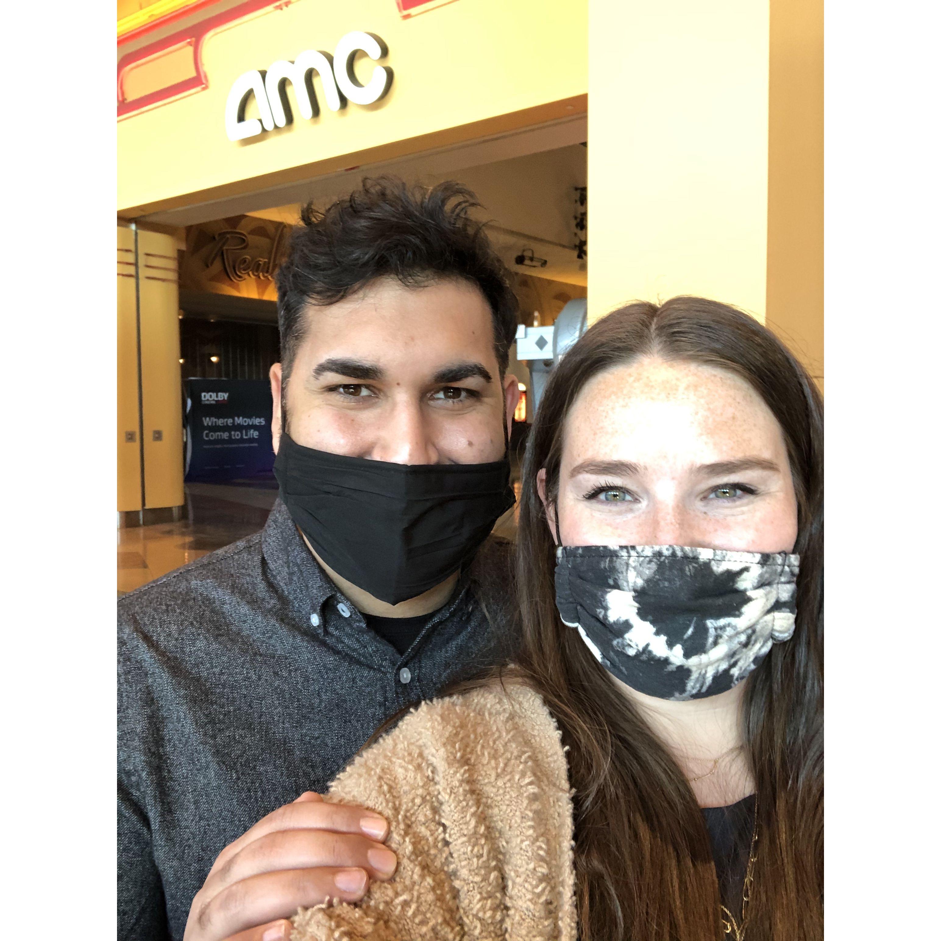 Our first movie date. 5 months into dating. Corona was a weird time to meet.