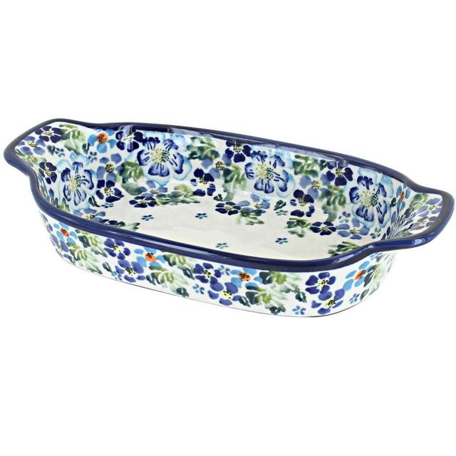 Blue Rose Polish Pottery Vintage Violet Rectangular Serving Dish
