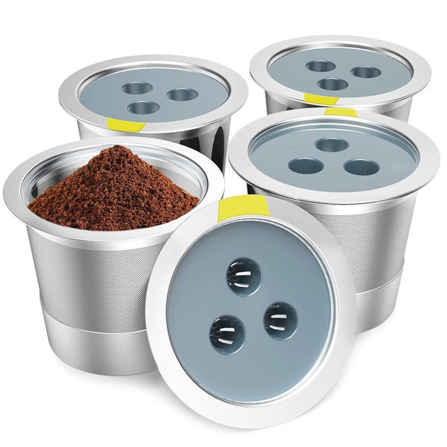 Reusable K Cups Compatible with Ninja Coffee Maker,Stainless Steel 4 Pack Reusable Coffee Pods,Permanent K Cups Coffee Filters Fit for Ninja CFP201 CFP 300 CFP301 CFP305 CFP307 CFP400 (4Pack)