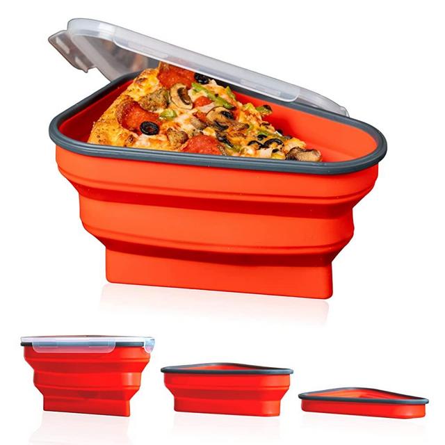 The Perfect Pizza Pack - Reusable Pizza Storage Container with Adjustable Size to Organize & Save Space - Collapsible & Expandable Pizza Slice Container - BPA Free, Microwave, & Dishwasher Safe